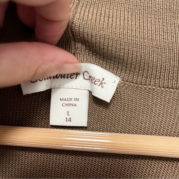 COLDWATER CREEK Silk Blend Long Line Open Cardigan In Mocha Size Large - Picture 6 of 7